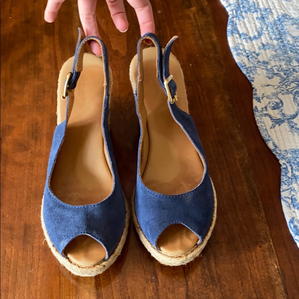 Garnet Hill Suede espadrille wedges